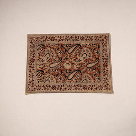 Orange - natural dyed pedana kalamkari cotton table mat 08