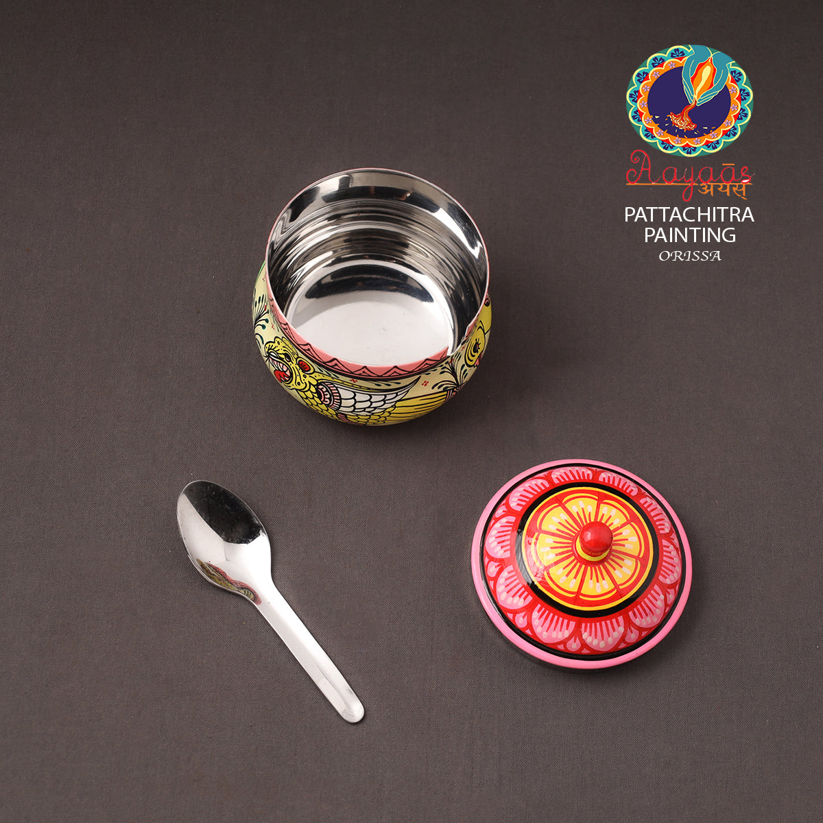 Odisha Pattachitra Handpainted Stainless Steel Ghee Pot 40