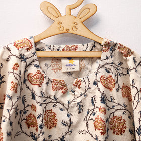 Beige - kalamkari cotton kids kaftan (3-4 years) 48