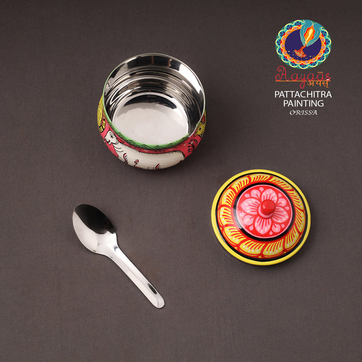 Odisha Pattachitra Handpainted Stainless Steel Ghee Pot 41