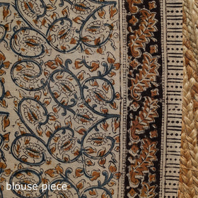 Beige - natural dyed pedana cotton kalamkari saree 32