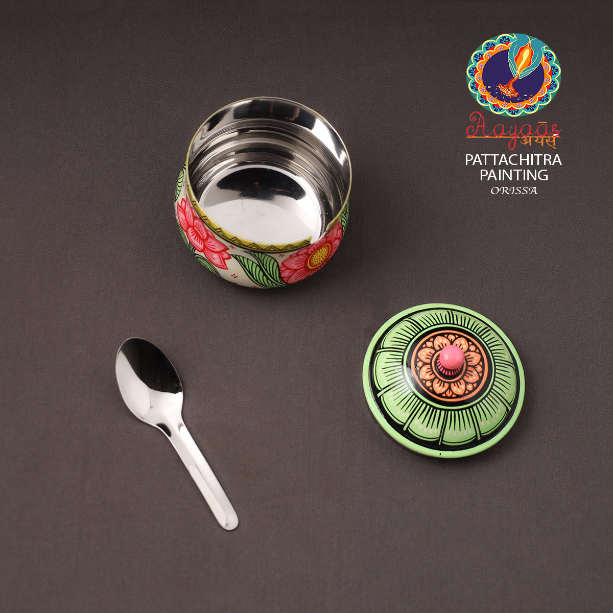 Odisha Pattachitra Handpainted Stainless Steel Ghee Pot 42