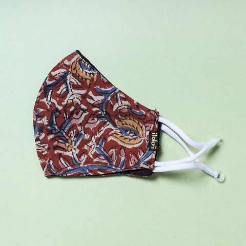  Kalamkari Block Printed Cotton 3 Layer Snug Fit Face Cover 