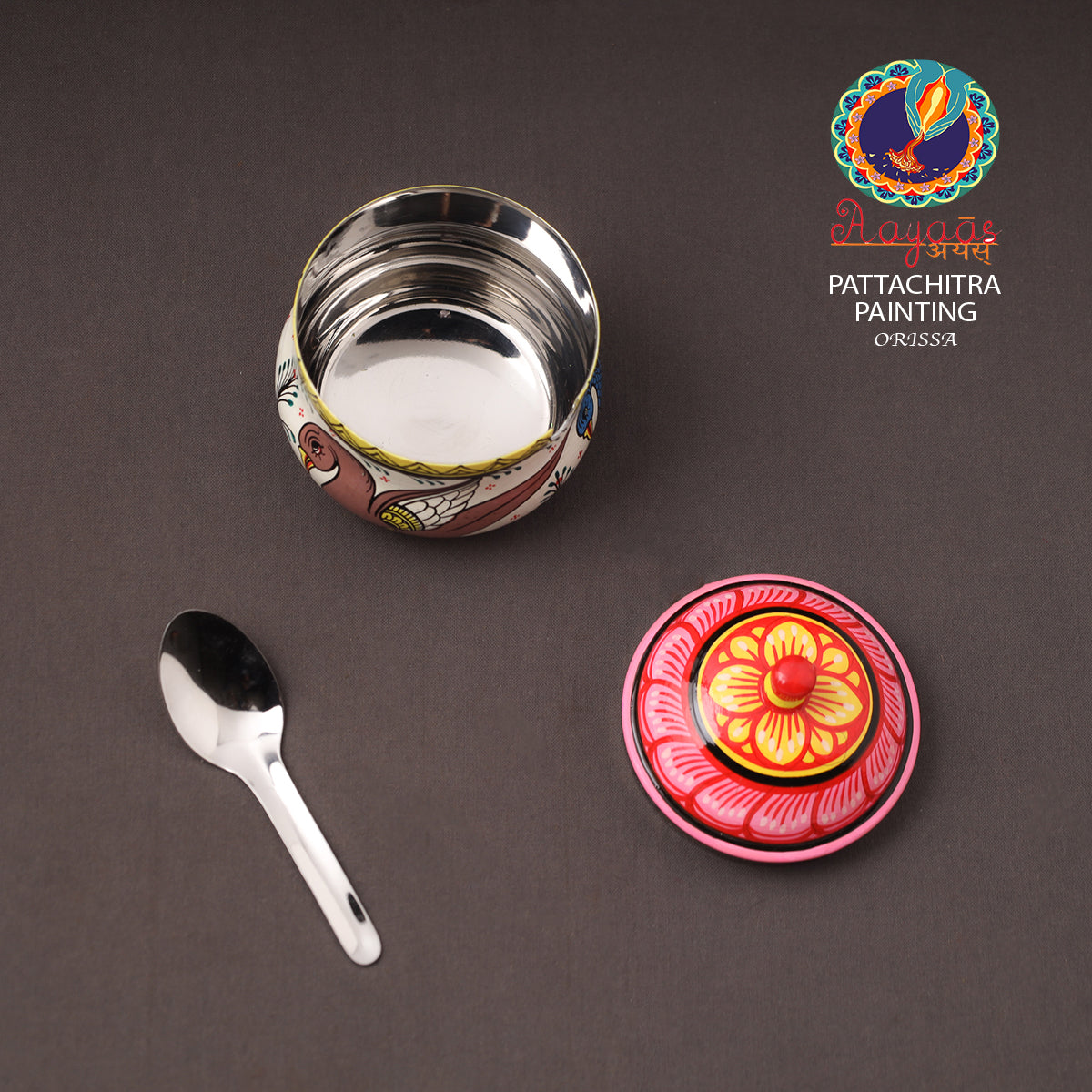 Odisha Pattachitra Handpainted Stainless Steel Ghee Pot 43