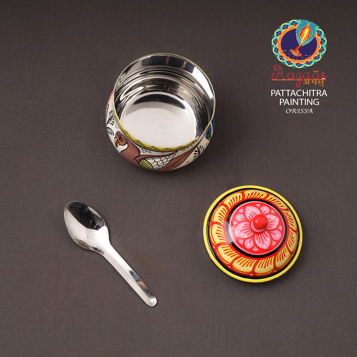 Odisha Pattachitra Handpainted Stainless Steel Ghee Pot 45