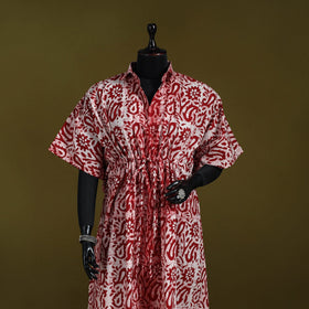 Hand batik cotton long kaftan 32 - handcrafted