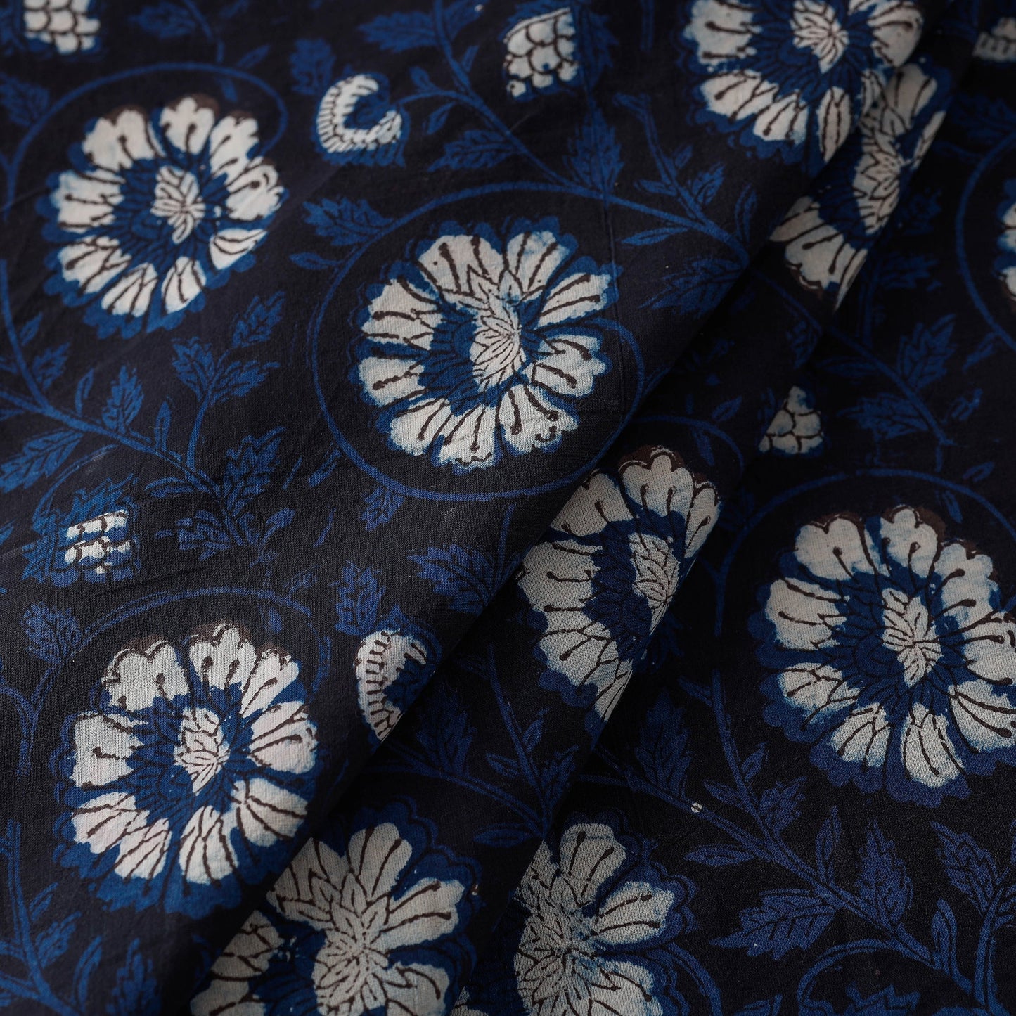 Blue Bagru Block Printing Natural Dyed Pure Cotton Fabric 