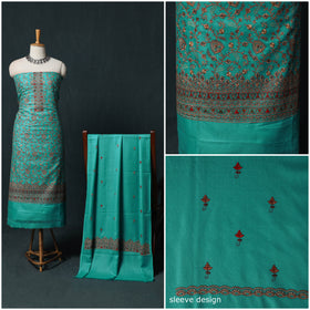 3pc Heavy Embroidered Wool Unstitched Dress Material Suit Set 46