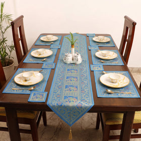 13pc Dining Table Linen Set in Brocade Banarasi Silk 04