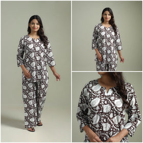 Sanganeri Floral Printed Cotton Night Suit for Women 05