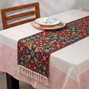Original Kashmiri Chain Stitch Crewel Hand Embroidery Dining Table Runner (6 x 1.5 Feet) 29