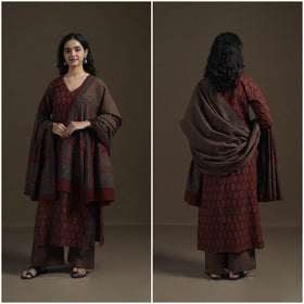 Natural Dyed Hand Block Bagh Print Cotton Suit Set with Dupatta for Women 31