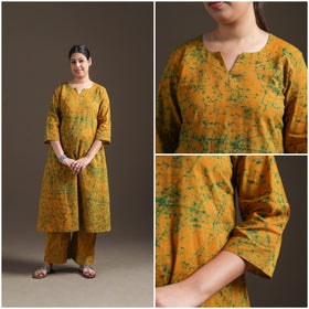 Hand Batik Print Cotton A-Line Kurta with Palazzo Set for women 01