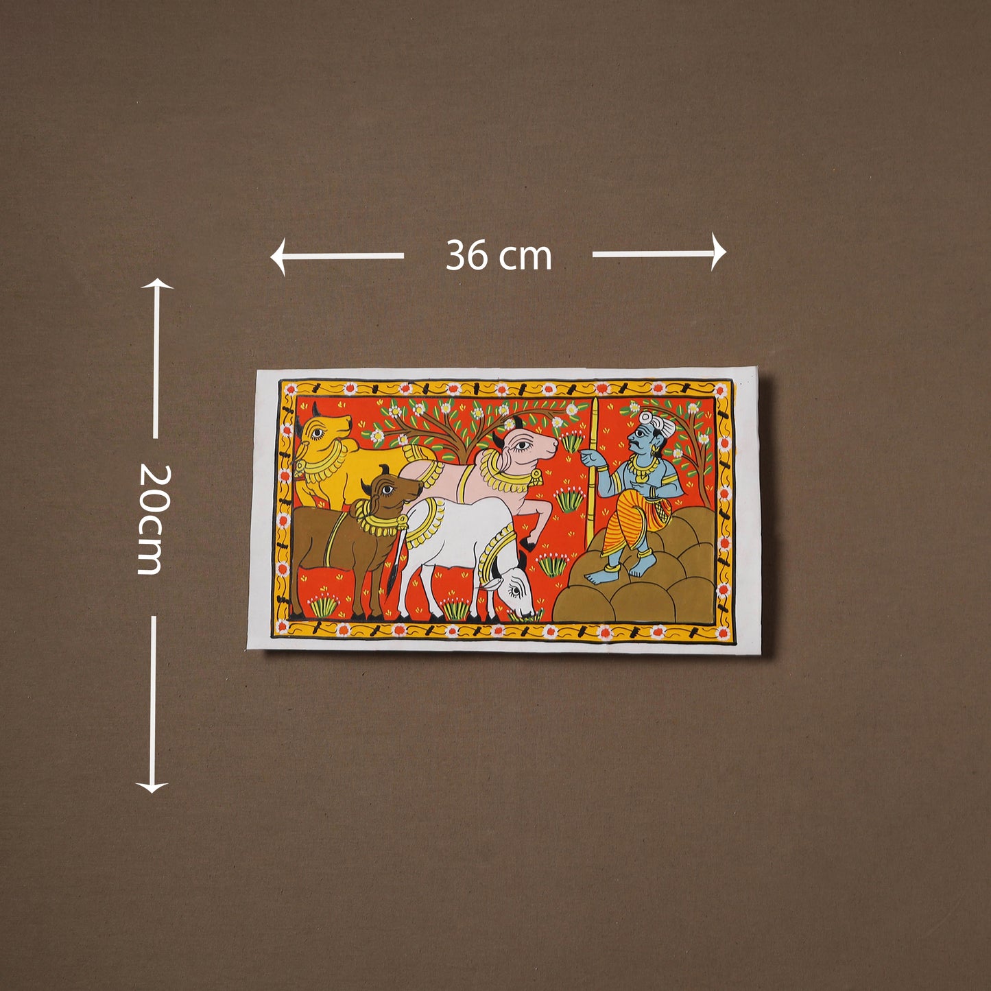 Handpainted Cheriyal Scroll Painting by Dhanalakota Sai Kiran (8 x 14 in) 09