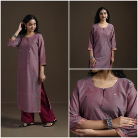 Mangalagiri Pure Handwoven Cotton Mirror Work Straight Kurta for women 06