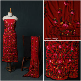 Hand Embroidered Georgette 3pc Unstitched Dress Material Suit Set 09