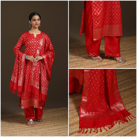 Banarasi Brocade Katan Silk Suit Set with Dupatta for Women 14