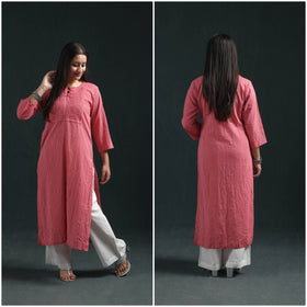Plain Running Stitch Pintuck Cotton Straight Long Kurta for women 01