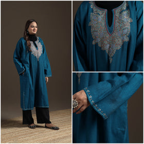 Kashmiri Sozni Hand Embroidered Handwoven Merino Wool Pheran 07