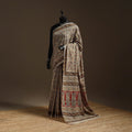 Beige - natural dyed pedana cotton kalamkari saree 32