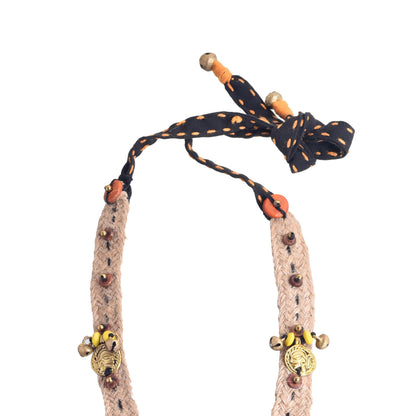 Semi-Circle Elegance: Handcrafted Jute Necklace with Brass