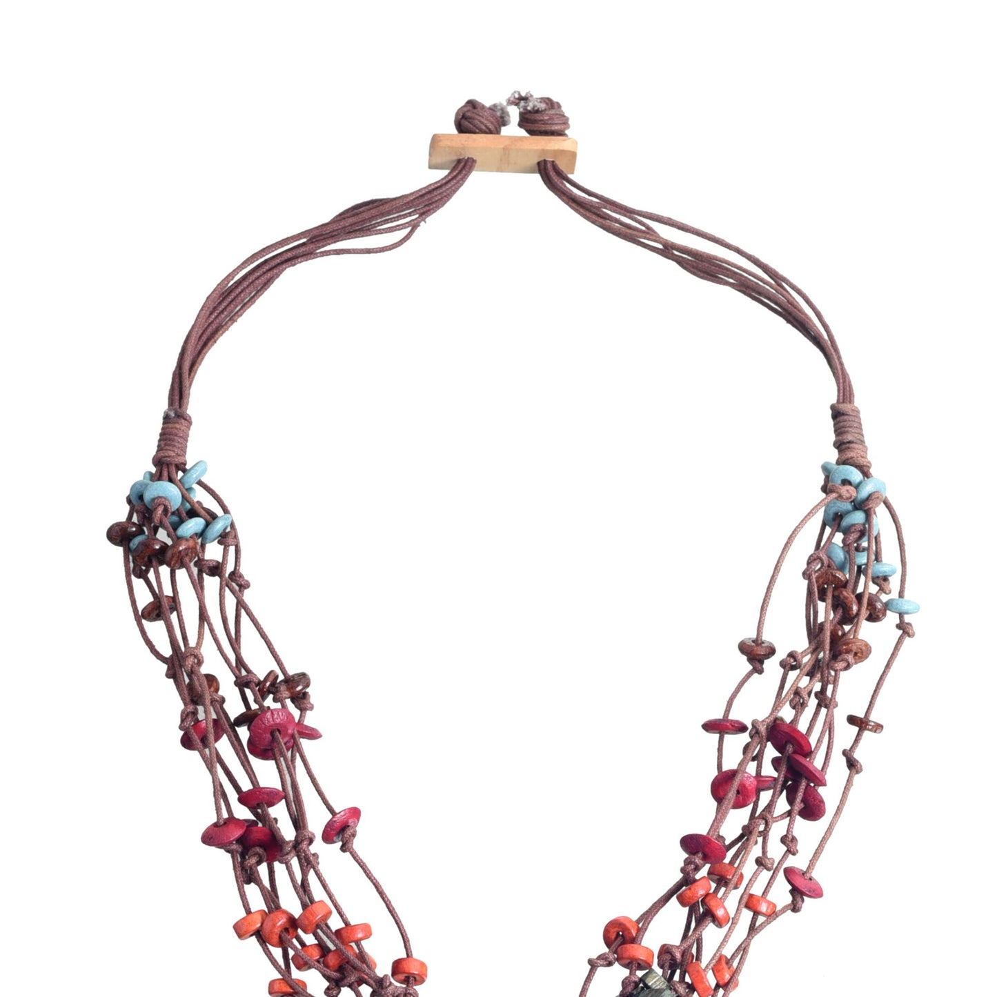 Controlled Chaos: Handcrafted Wooden Loop Necklace in Maroon