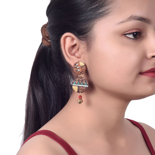 Ethnic Chic: Handcrafted Wooden Earrings with Warli Artwork
