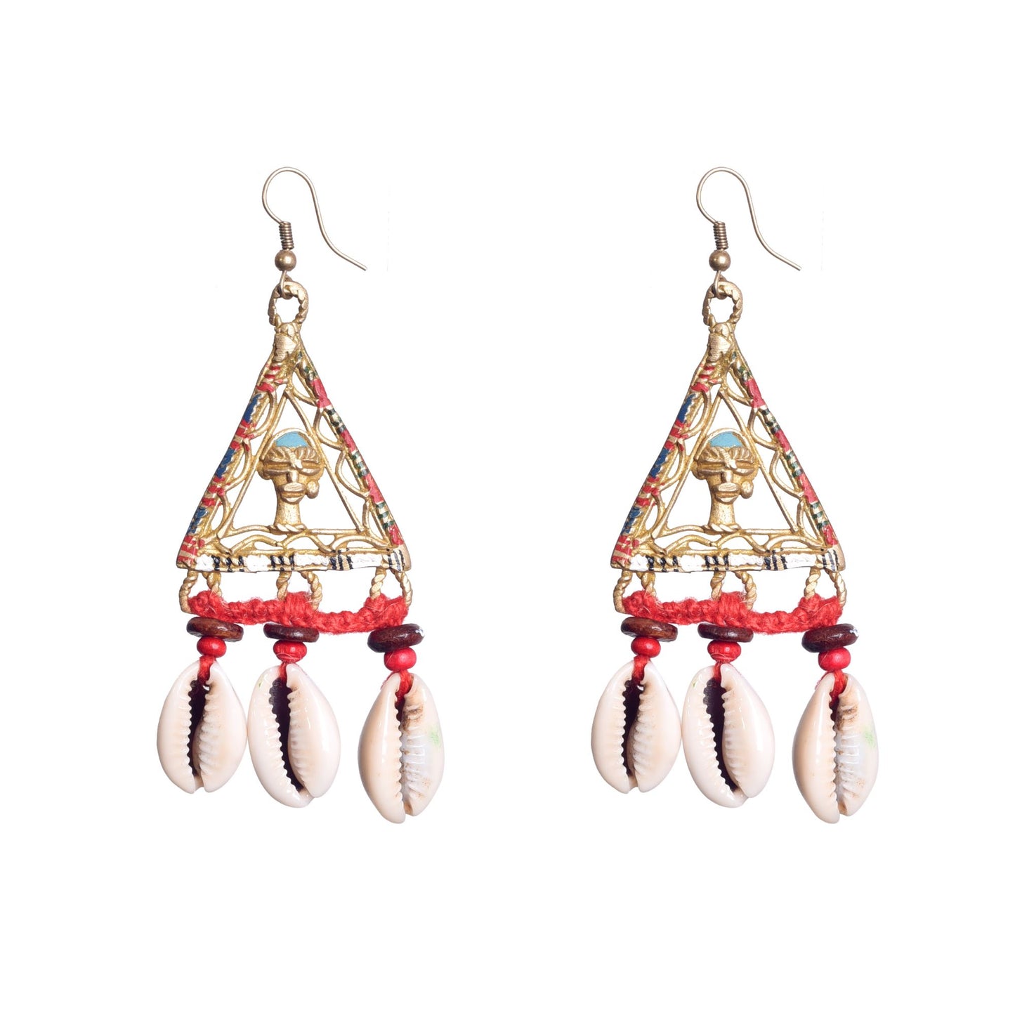 Geometric Elegance: Triangular Brass Conch Earrings