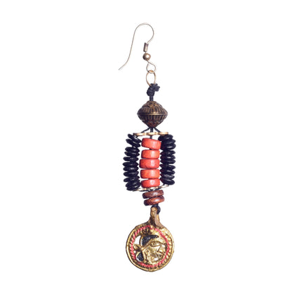 Boho Beauty: Handcrafted Wooden Beaded Earrings with Hanging Brass