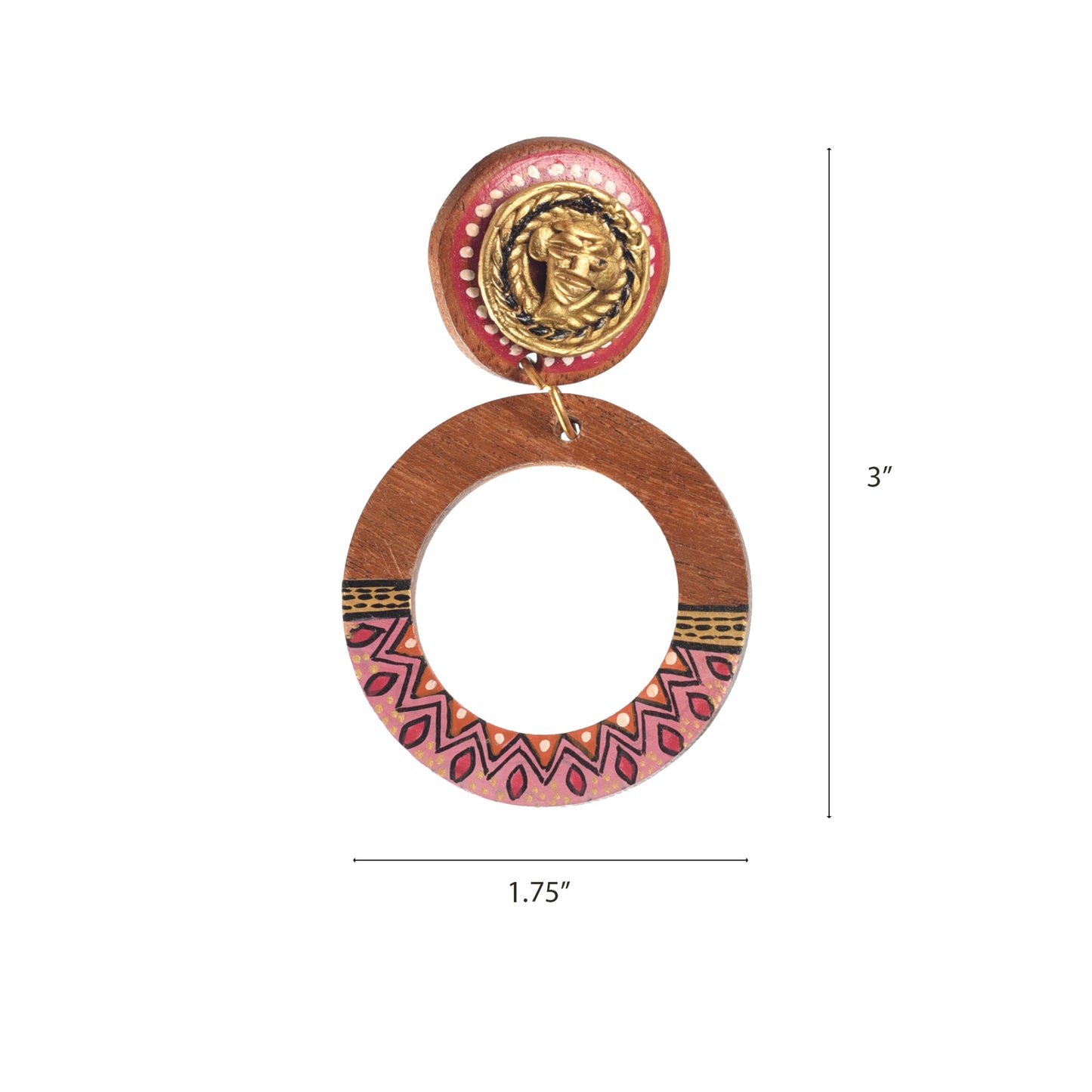 Life's Circle Handcrafted Earrings (Red)