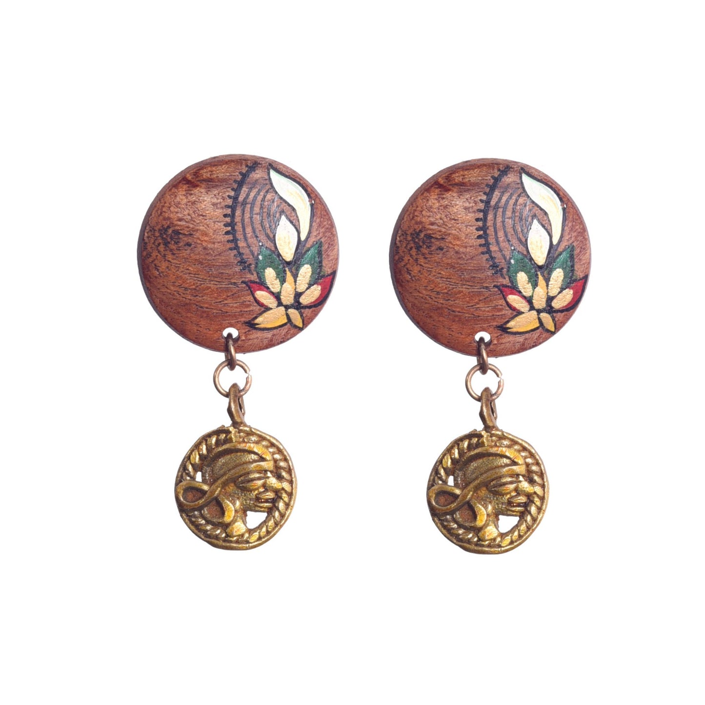 Floral Fusion: Handcrafted Wooden Earrings