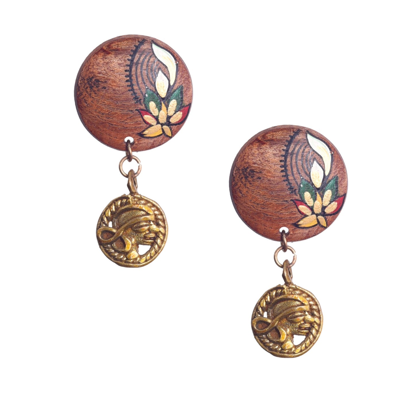 Floral Fusion: Handcrafted Wooden Earrings