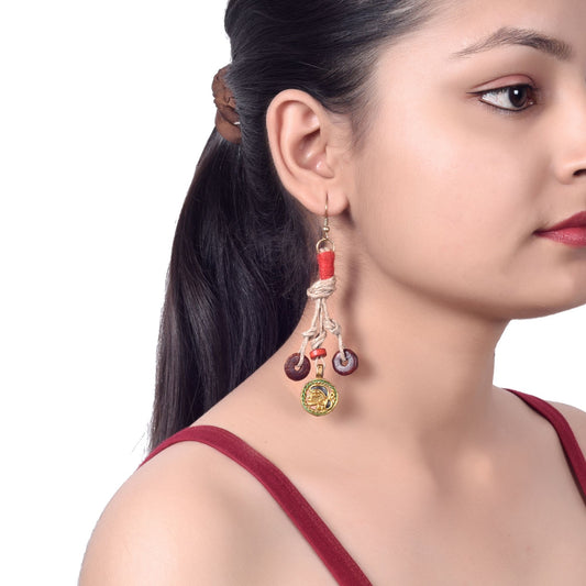 Boho Chic: Handcrafted Wooden Earrings with Brass