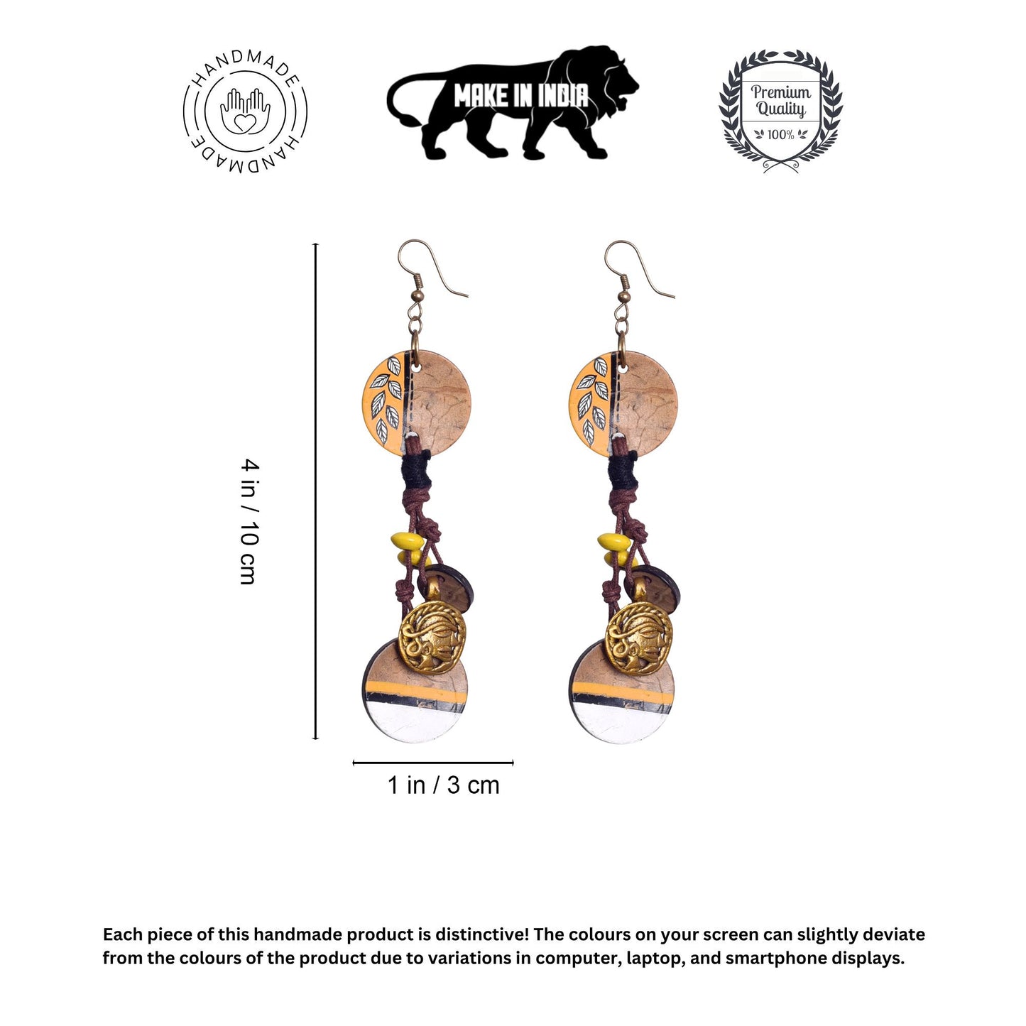 Boho Chic: Hanging Brass Wooden Earrings