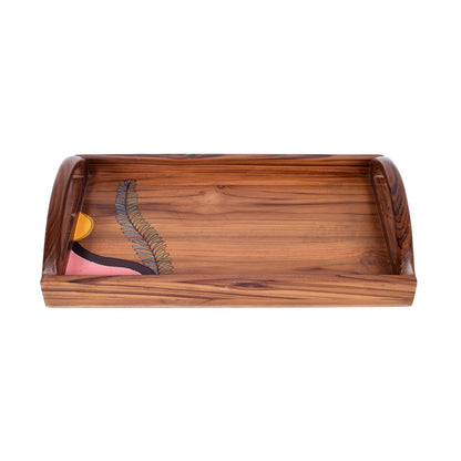 Hand Painted Teak Wood Serving Tray (15x9x3)