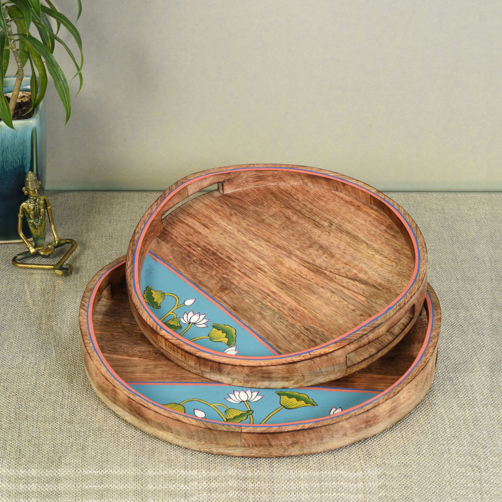 Pichhwai Leela Round Serving Tray (Set of 2)