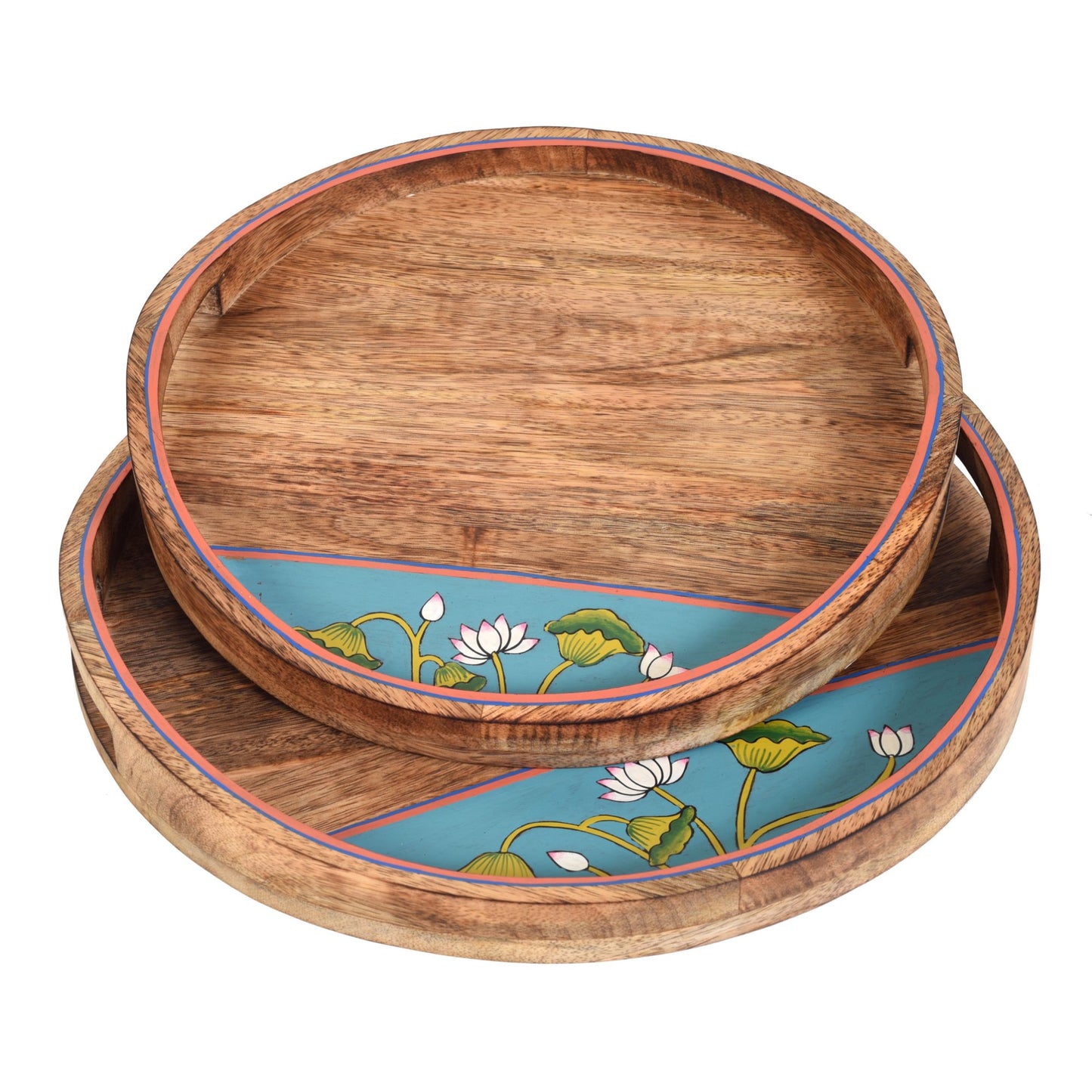 Pichhwai Leela Round Serving Tray (Set of 2)