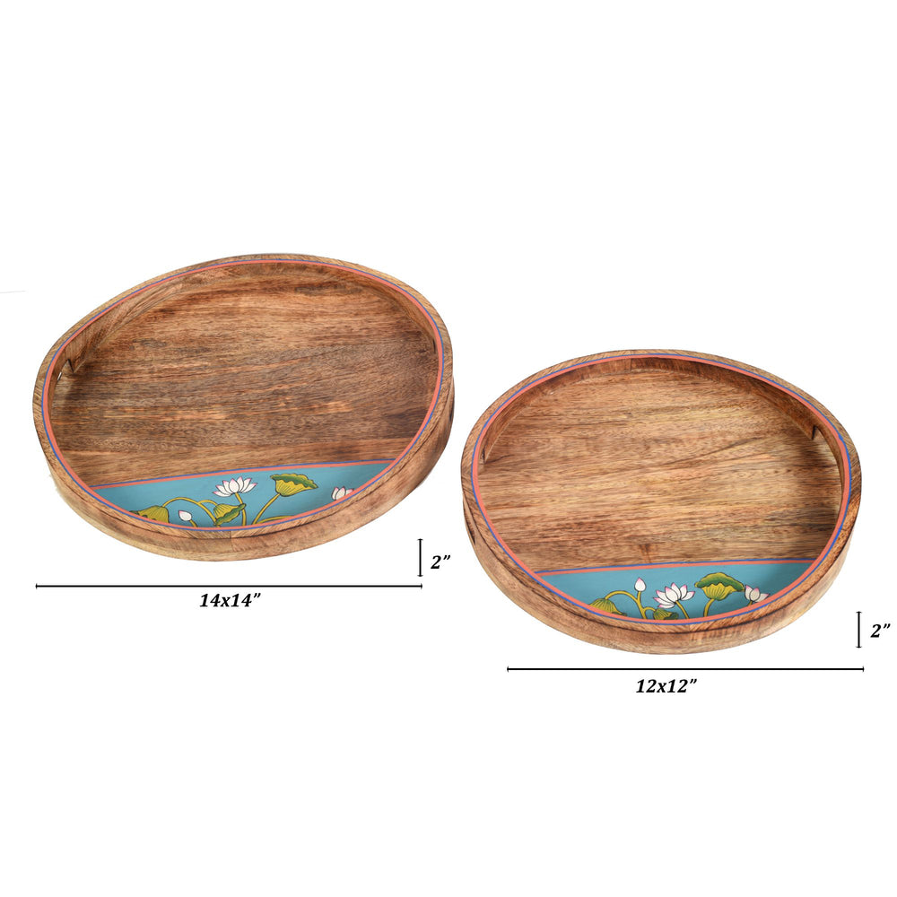 Pichhwai Leela Round Serving Tray (Set of 2)