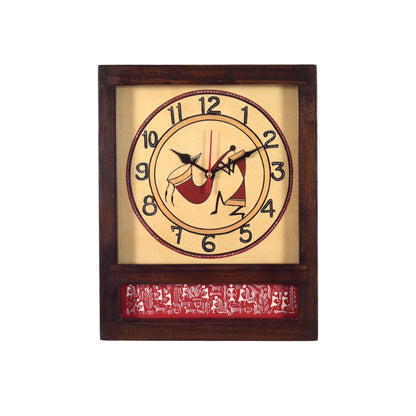Warli Musician Hand Painted Wall Clock (9x1.5x11.5)