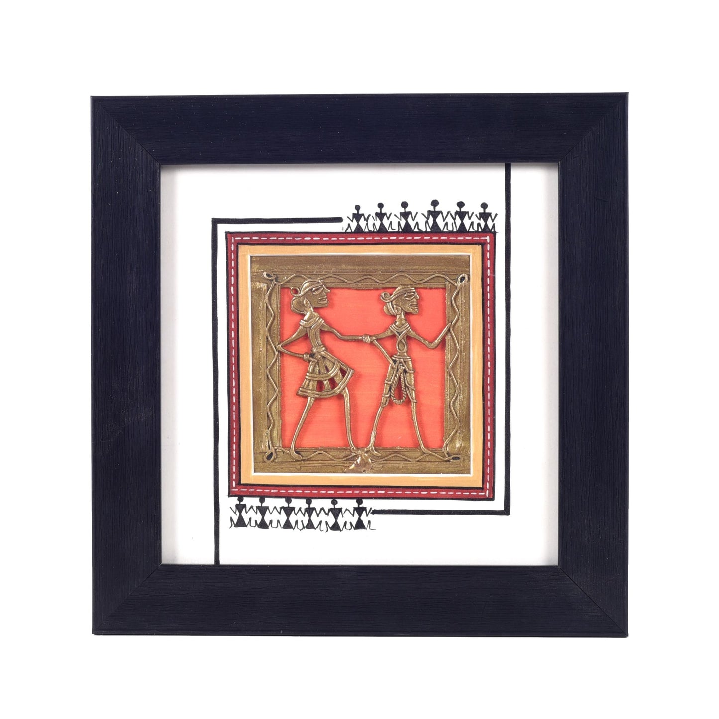 Ethnic Fusion Handpainted Dhokra Warli Painting So2 (9x1.5x9)