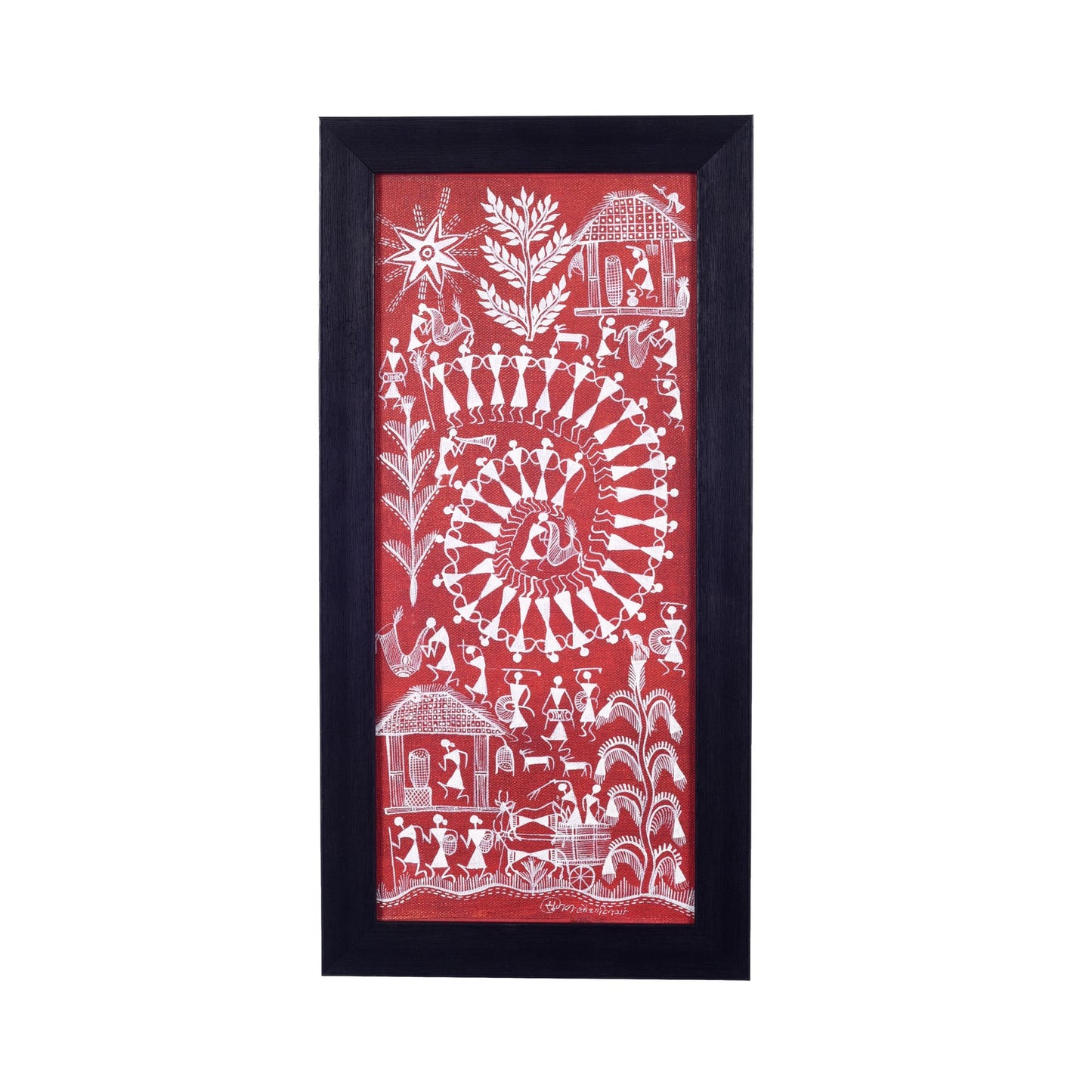 Warli Village Handcrafted Painting (9x0.5x18)