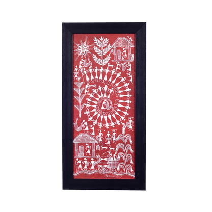 Warli Village Handcrafted Painting (9x0.5x18)