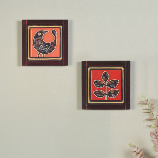 Pichhwai Handcrafted Tiles Wall Art Panel (Set of 2)