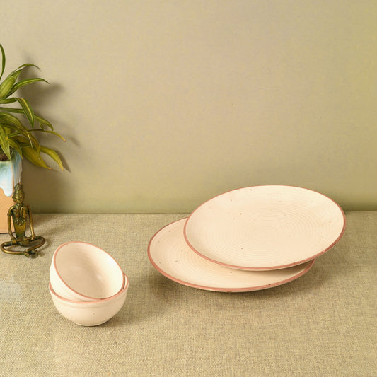 Elysian White Dinner Plates (Set of 2) Plates and 2 Bowls (p-10x10x1, b-4.2x4.2x2