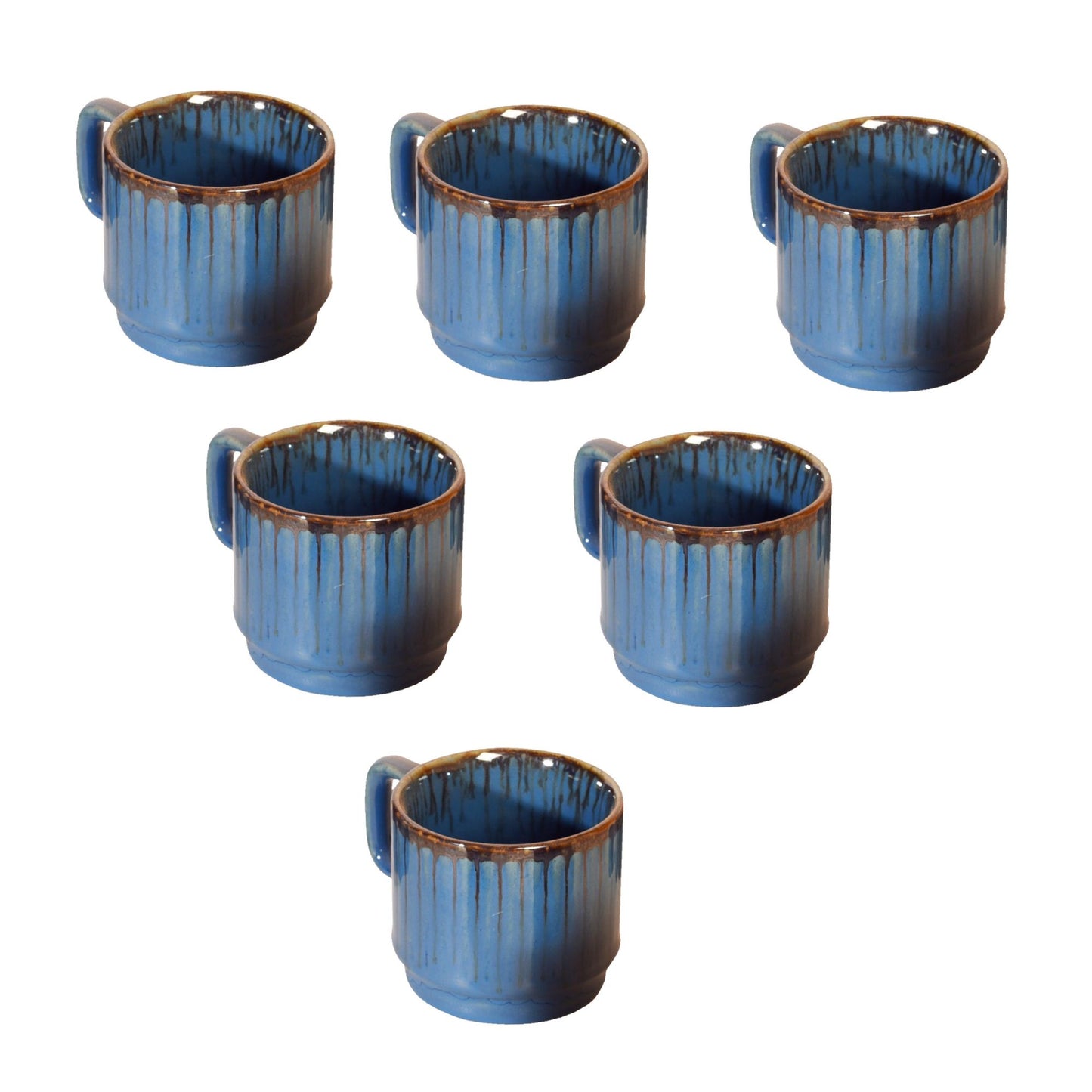 Cerulian Stripes Tea Cups (Set of 6