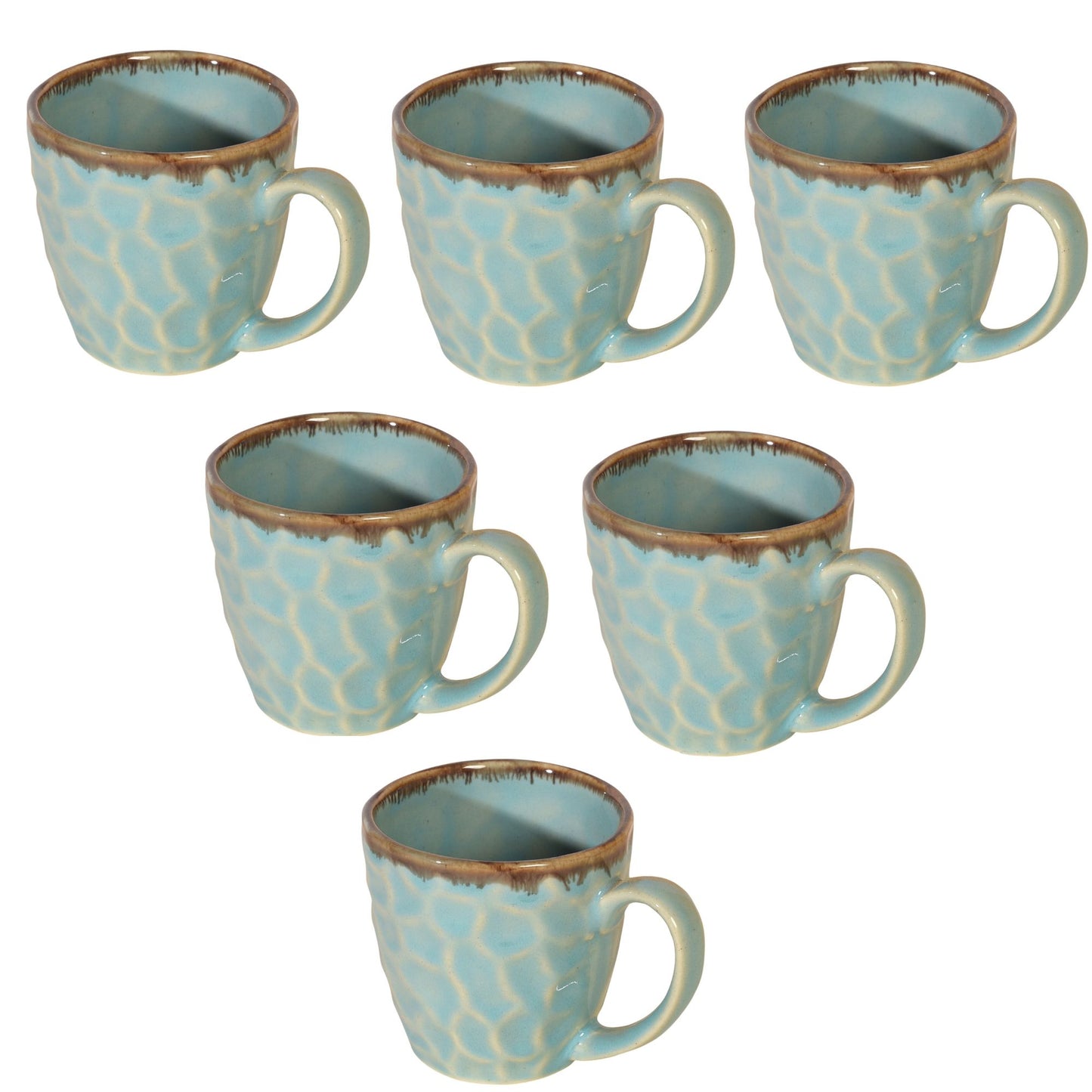 Teal Cuts Tea Cups (Set of 6