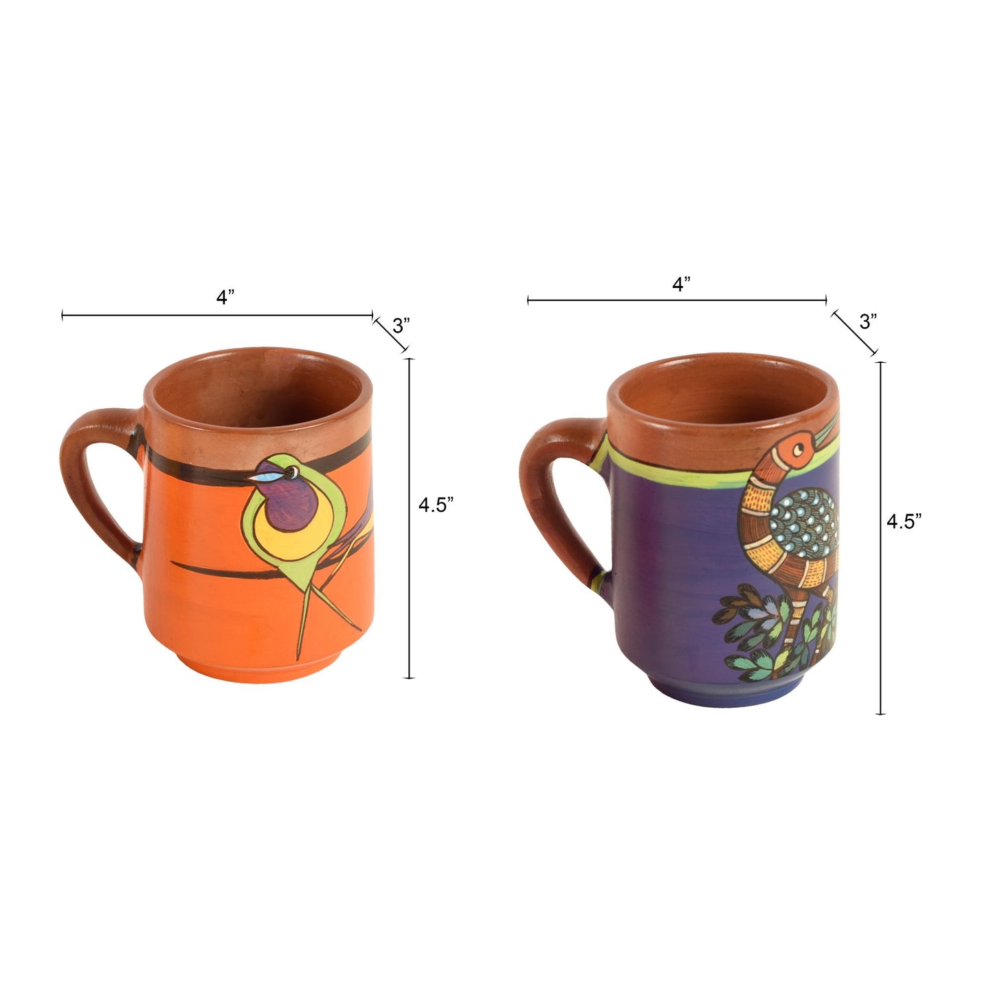 Chirpings Birds Terracotta Mugs Set of