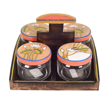 Pichhwai Leela Snacks Sotrage Jars (Set of 4)