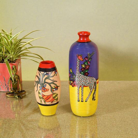 Deer Giraffe Terracotta Vase (Set of 2)