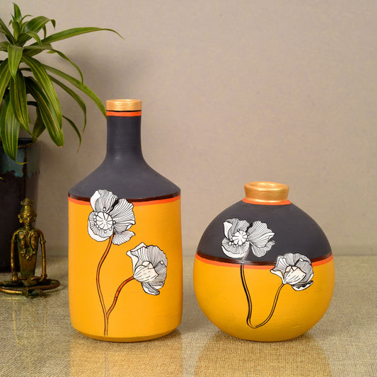 Sunflower Dreams Terracotta Vases (Set of 2) (4x9/5x6)